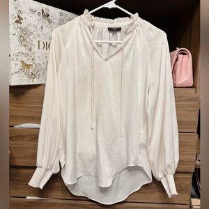 T Tahari Elegant White Blush Women Shimmer Ruffle Top XS